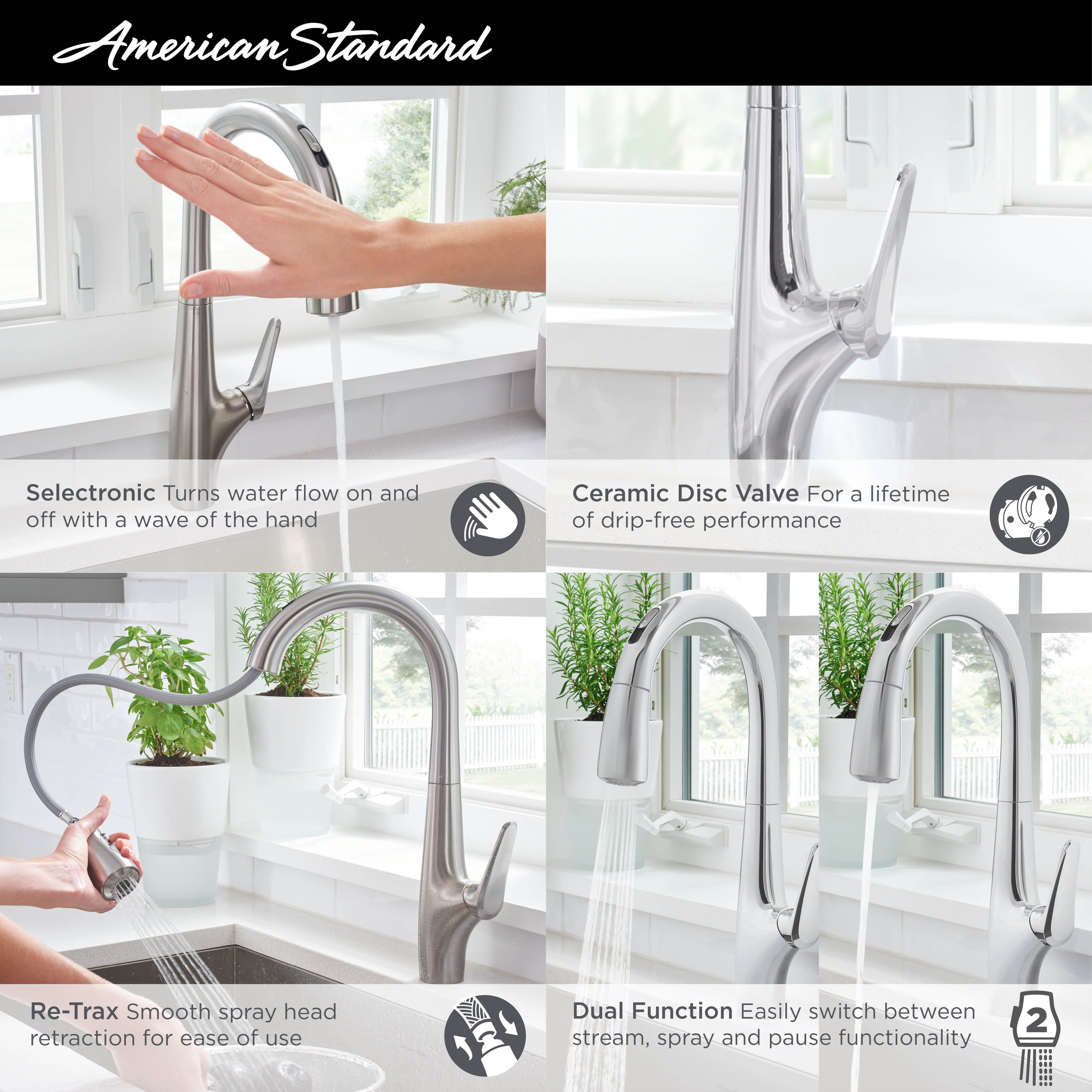 Avery Touchless Single Handle Pull Down Dual Spray Kitchen Faucet 15 gpm 57 L min STAINLESS STL